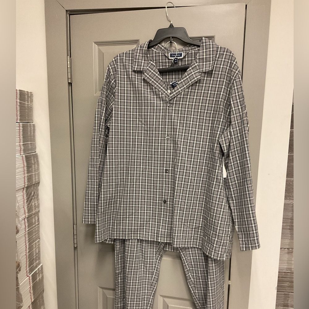 Club Room Gray Plaid Men's Pajama Set